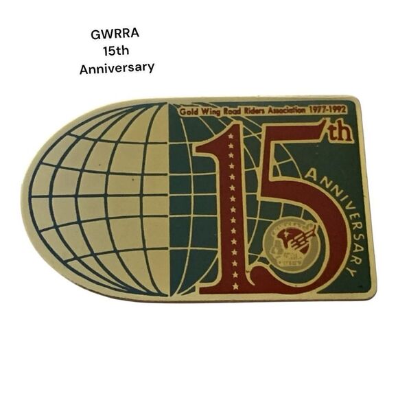 Vintage 1992 GWRRA 15th Anniversary Enamel Pin Button Honda Goldwing Motorcycle - Picture 5 of 6